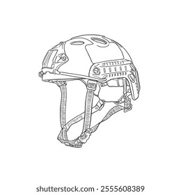 tactical soldier helmet in sketch vector style