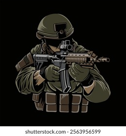 Tactical soldier vector and illustration