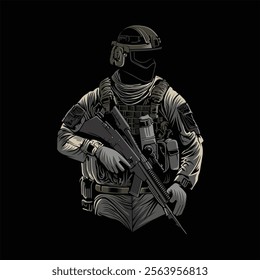 Tactical soldier vector and illustration