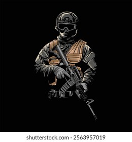 Tactical soldier vector and illustration