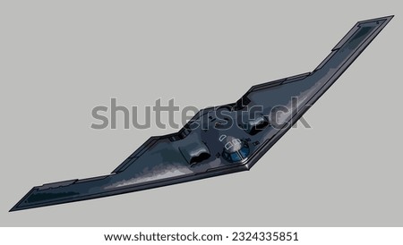 Tactical Stealth Bomber Aircraft B-2 Spirit Vector Illustration