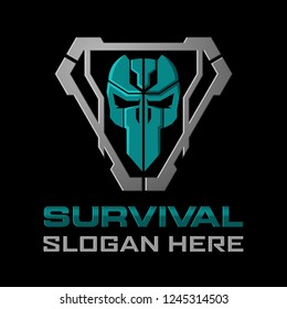 Tactical Survival Urban Skull Logo Design Template