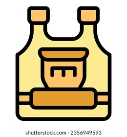 Vector de contorno de icono de chaleco táctico. Armor a prueba de balas. Color plano de protección de la chaqueta