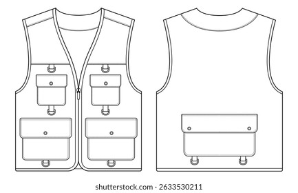 Tactical Vest Illustration, Safety Vest Illustration, Tactical Jacket Illustration