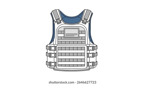 Tactical Vest Vetor Ilustração Estilo Militar Armadura Corpo Protetor para Pessoal de Segurança