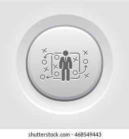 Tactics Icon. Grey Button Design.