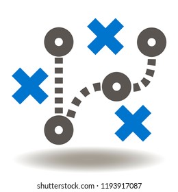 Tactics icon vector. Strategic Plan Successful Business Logo. Strategy action symbol. Dot cross dotted line illustration.