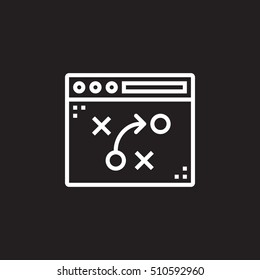 tactics, strategy planning line icon, outline vector sign, linear pictogram isolated on black. logo illustration