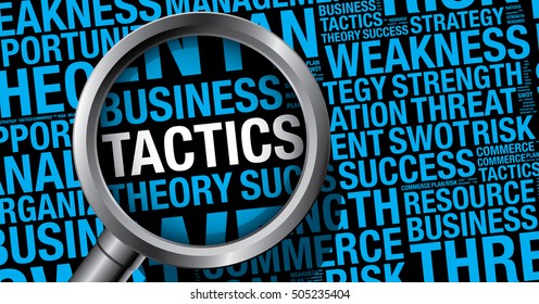 Tactics word cloud business concept, vector presentation template