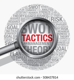 Tactics word cloud business concept, vector presentation template