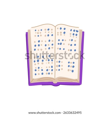tactile braille textbook cartoon. reading blindness, inclusion embossing, transcription dot tactile braille textbook sign. isolated symbol vector illustration