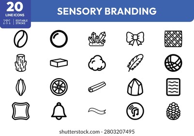 Tactile experience design icons for immersive branding and wellness applications in luxury retail and spa environments.