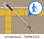 Tactile Paving Assist Blind People visually Impaired Indicator Guide Navigate Direction Sign on Ground Floor Surface Alert Warning Cross Street Road Footpath Route Pedestrian Rail Station Platform