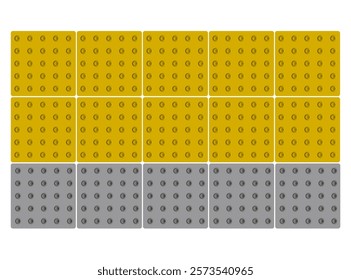 Tactile Paving, Yellow Tiles Pathway for Blind Handicap, Safety Sidewalk Walkway, Relief Slab Sidewalk, Pathway, Brick Path Road, Granite Tiles Walkway Vector Illustration