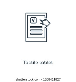 Tactile tablet concept line icon. Linear Tactile tablet concept outline symbol design. This simple element illustration can be used for web and mobile UI/UX.