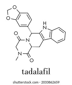 Tadalafil erectile dysfunction drug molecule. Skeletal formula.