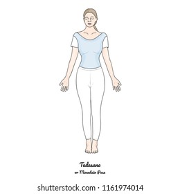 Tadasana or Mountain Pose. Palms Forward Variation. Vector. 