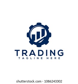tading logo. finace logo. gear logo vector template