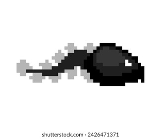 Tadpole pixel art. 8 bit Frog larva. pixelated Vector illustration