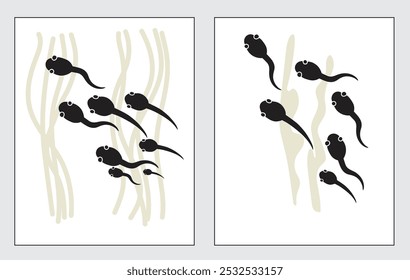 Tadpole vector illustration file to be used in creative works including media production. and various printed media