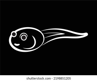 tadpole, young frog, vector illustration