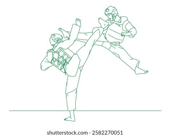 Tae Kwon Do players fighting