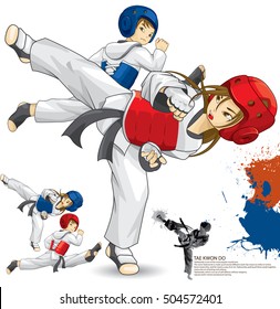 Taekwondo. Artistic kicks. Martial Arts Kids