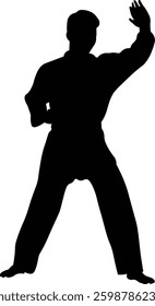 Taekwondo Athlete Silhouette. Isolated on White Background.