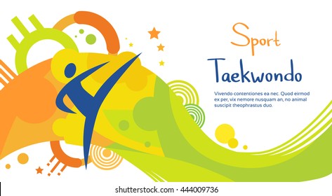 Taekwondo Athlete Sport Game Competition Flat Vector Illustration