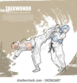 Taekwondo background Design. Hand drawn.