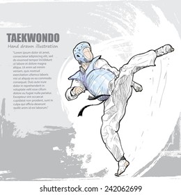 Design de fundo Taekwondo. Desenhado à mão.