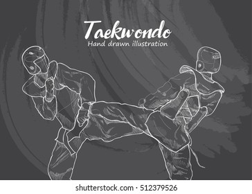 Taekwondo background Design. Hand drawn.