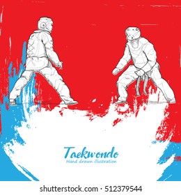 Taekwondo background Design. Hand drawn.