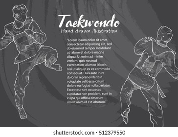 Taekwondo background Design. Hand drawn.