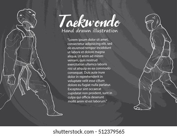 Taekwondo background Design. Hand drawn.