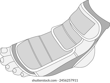 Taekwondo Boxing feet guard with Ankle Support Technical Vector Illustration