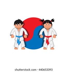 Taekwondo boy and girl