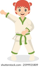 Taekwondo Children Character with Cute Pose Design. Isolated Vector Illustration.