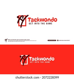 Taekwondo club logo design template, Martial arts logotype concept. Abstract sport tournament vector illustrations.