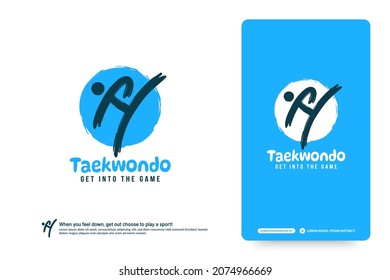 Taekwondo club logo design template, Martial arts logotype concept. Abstract sport tournament vector illustrations.