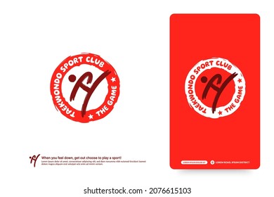 Taekwondo club logo design template, Martial arts logotype concept. Abstract sport tournament vector illustrations.