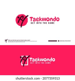 Taekwondo club logo design template, Martial arts logotype concept. Abstract sport tournament vector illustrations.