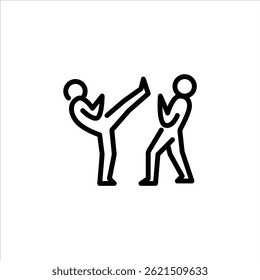 taekwondo fight outline icon. figure stick playing sport line art illustration.