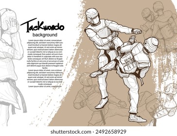 taekwondo fighting sketch vector. 
sport illustration background