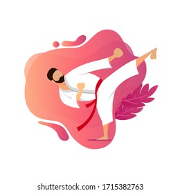 Taekwondo flat illustration design banner