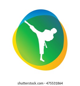Taekwondo game silhouette sport vector gradient icon