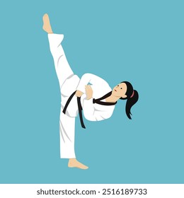 taekwondo girl front kick exercise matrial arts