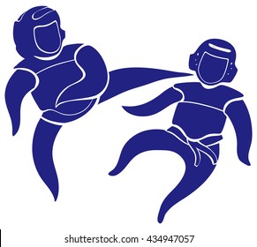 Taekwondo icon in blue color illustration