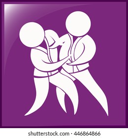 Taekwondo icon on purple background illustration