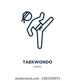 taekwondo icon from sports collection. Thin linear taekwondo, fighter, karate outline icon isolated on white background. Line vector taekwondo sign, symbol for web and mobile